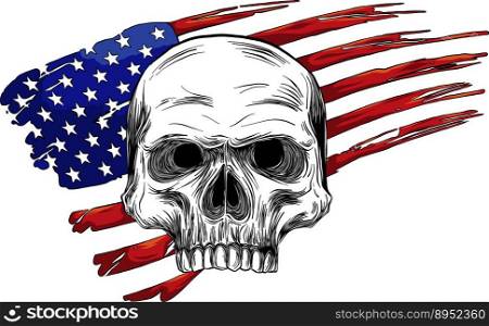 Draw of skull and flag usa vector image