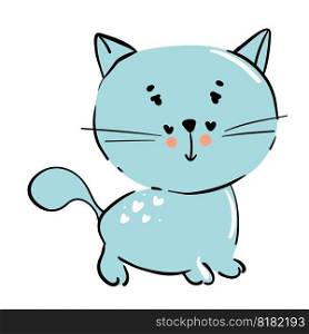 Draw vector illustration character collection cute cat.Doodle cartoon style. Draw vector illustration character collection cute cat.Doodle cartoon style.