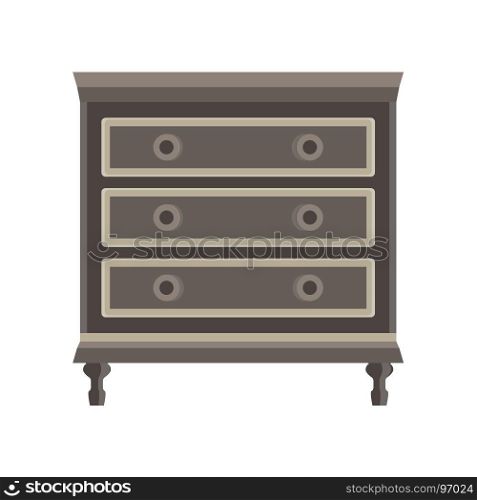 Drawer dresser vector room wardrobe cartoon isolated flat icon design cupboard decor dress home furniture