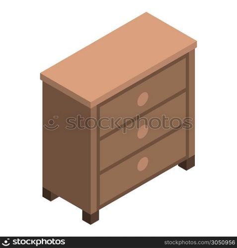 Drawer icon. Isometric of drawer vector icon for web design isolated on white background. Drawer icon, isometric style