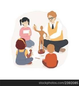 Drawing a person with a body isolated cartoon vector illustration Daycare center, imagination and creativity development activities, transitional kindergarten curriculum vector cartoon.. Drawing a person with a body isolated cartoon vector illustration