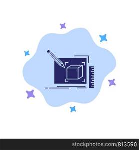 Drawing, Art, Sketch, Line, Pencil Blue Icon on Abstract Cloud Background