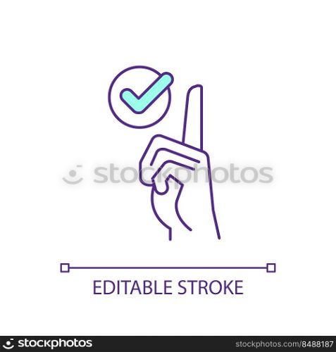 Drawing attention gesture RGB color icon. Important information and advice. Warning and precaution. Isolated vector illustration. Simple filled line drawing. Editable stroke. Arial font used. Drawing attention gesture RGB color icon