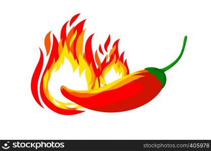 Drawing Burning flame with Chili pepper, isolation vector illustration with layers. Best for food graphic design as logo, brochure or banner
