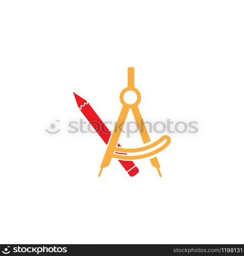 Drawing compass icon design vector