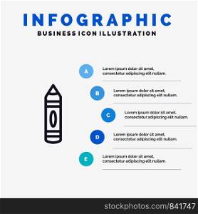 Drawing, Education, Pencil, Sketch Line icon with 5 steps presentation infographics Background