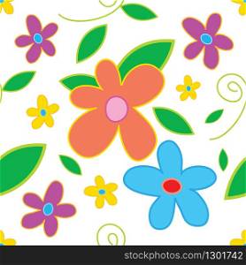 Drawing floral comic, Seamless pattern. Kawaii vector illustration graphic design for screening or printing industry.