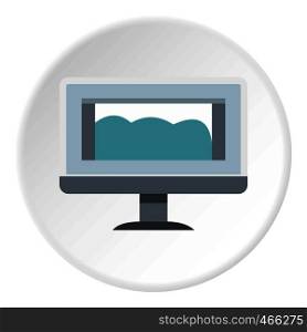 Drawing monitor icon in flat circle isolated on white background vector illustration for web. Drawing monitor icon circle