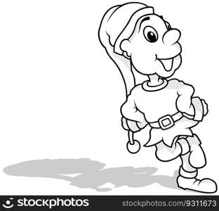 Drawing of a Cute Leprechaun Dancing on the Ground - Cartoon Illustration Isolated on White Background, Vector