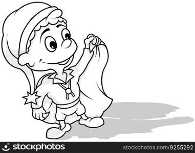 Drawing of a Cute Leprechaun with a Long Cap and Cloak - Cartoon Illustration Isolated on White Background, Vector