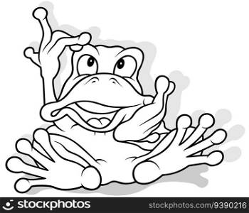 Drawing of a Frog Gesturing with his Hands - Cartoon Illustration Isolated on White Background, Vector