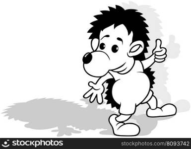 Drawing of a Hedgehog in a Clothes Showing a Thumbs Up - Cartoon Illustration Isolated on White Background, Vector