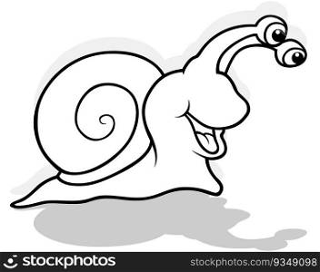 Drawing of a Laughing Snail from Profile - Cartoon Illustration Isolated on White Background, Vector