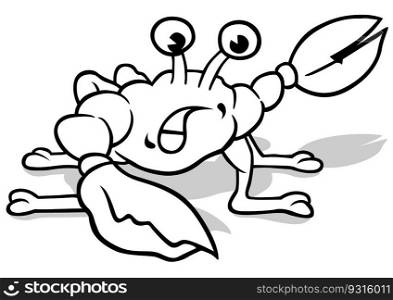Drawing of a Little Surprised Crab - Cartoon Illustration Isolated on White Background, Vector
