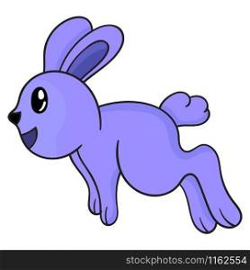drawing of a rabbit jumping. animal vector illustration in doodle style