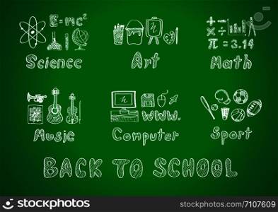 drawing of back to school, subject design, illustration