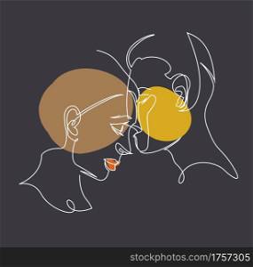Drawing of couple, man and woman. Color Vector illustration