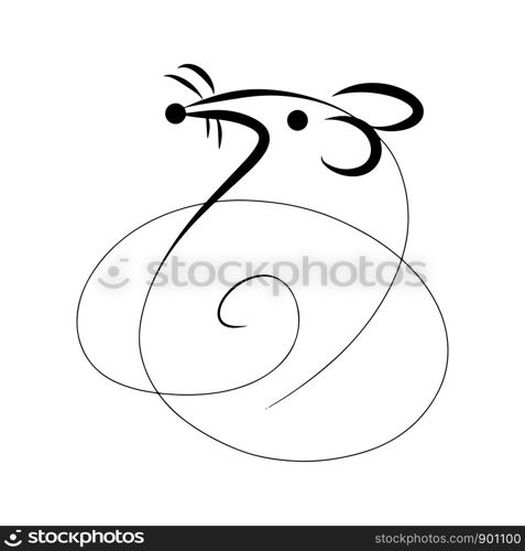 drawing of cute rat vector illustration simple concept zodiac of rat.2020 Chinese