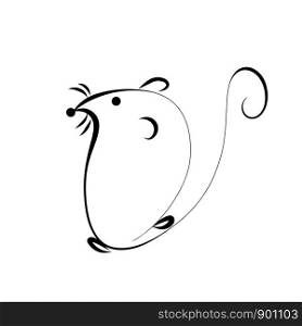drawing of cute rat vector illustration simple concept zodiac of rat.2020 Chinese