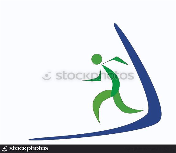 drawing of green runner running with comma