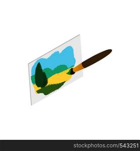 Drawing of landscape icon in isometric 3d style isolated on white background. Drawing and art symbol. Drawing of landscape icon, isometric 3d style