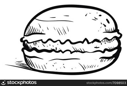 Drawing of macaron, illustration, vector on white background.