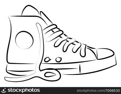 Drawing of sneaker, illustration, vector on white background.