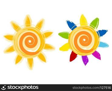 Drawing of sun icon set