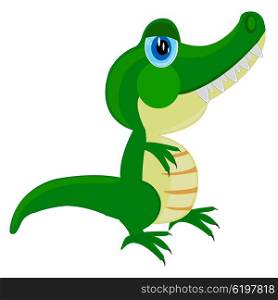 Drawing of the crocodile on white background is insulated. Cartoon of the crocodile on white