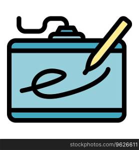 Drawing pencil icon outline vector. Digital pen. Tablet pad color flat. Drawing pencil icon vector flat