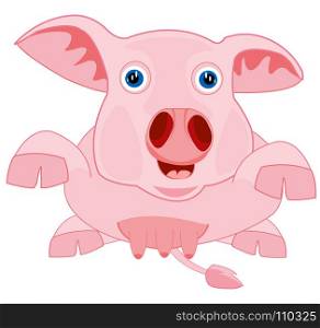 Drawing piglet on white background. Cartoon piglet on white background is insulated