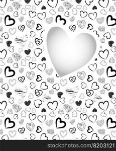 Drawing set of heart isolated on white background. vector illustration.