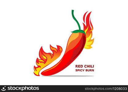 Drawing vector style of red chili with flame to show how spicy of hot ingredient for cooking, best for logo and arrange composition in graphic design. editable by layers.