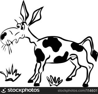 drawn cartoon comical donkey with black spots isolated on a white background