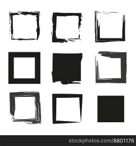 Drawn frame. brush squares. Sketch black card. Watercolor brush texture. Vector illustration. EPS 10.. Drawn frame. brush squares. Sketch black card. Watercolor brush texture. Vector illustration.