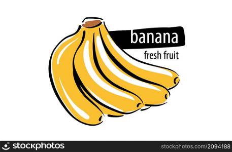 Drawn vector banana on a white background.. Drawn vector banana on a white background