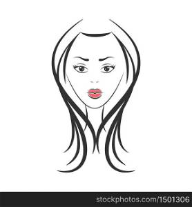 Drawn vector face of a girl isolated on a white background.