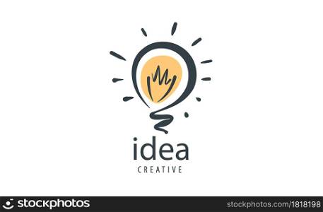 Drawn vector logo in the shape of a lamp.. Drawn vector logo in the shape of a lamp