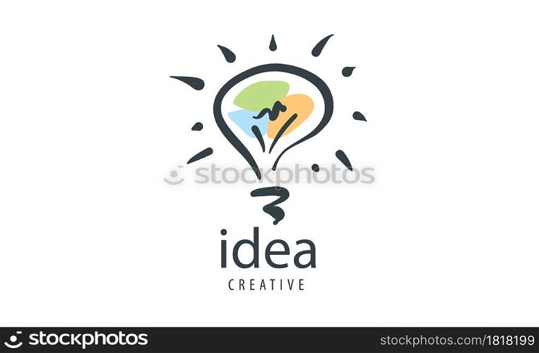 Drawn vector logo in the shape of a lamp.. Drawn vector logo in the shape of a lamp