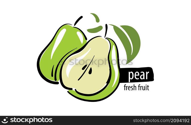 Drawn vector pear on a white background.. Drawn vector pear on a white background