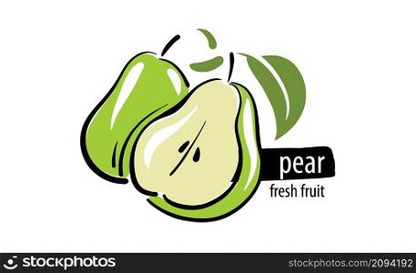 Drawn vector pear on a white background.. Drawn vector pear on a white background