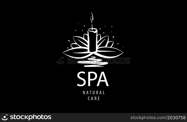 Drawn vector SPA logo on a black background.. Drawn vector SPA logo on a black background
