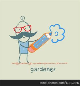 draws a flower gardener