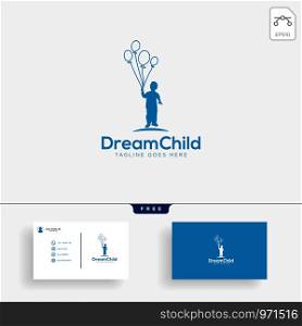 Dream child, creative logo template vector illustration, icon elements isolated with business card. Dream child, creative logo template vector illustration with business card