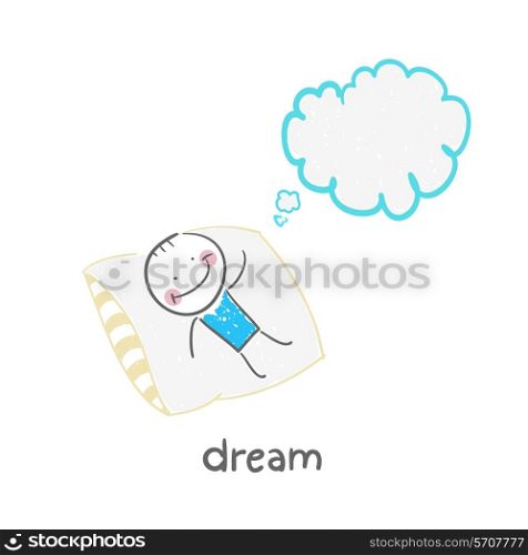 dream. Fun cartoon style illustration. The situation of life.