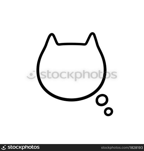 Dream speech bubble in the shape of a cat. Empty cute speech bubble with cat ears. Linear vector illustration isolated on white background.. Dream speech bubble in the shape of a cat. Empty cute speech bubble with cat ears. Linear vector illustration isolated on white background