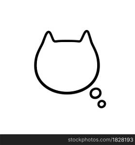 Dream speech bubble in the shape of a cat. Empty cute speech bubble with cat ears. Linear vector illustration isolated on white background.. Dream speech bubble in the shape of a cat. Empty cute speech bubble with cat ears. Linear vector illustration isolated on white background