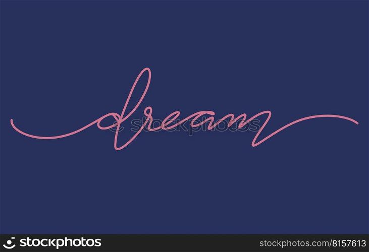 dream word lettering design in continuous line drawing vector