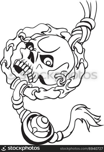 dreamcatcher scull hand drawing vector. dreamcatcher scull amulet hand drawing vector eyes