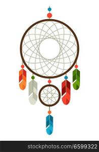 Dreamcatcher with feathers. Native American Indian design.. Dreamcatcher with feathers.